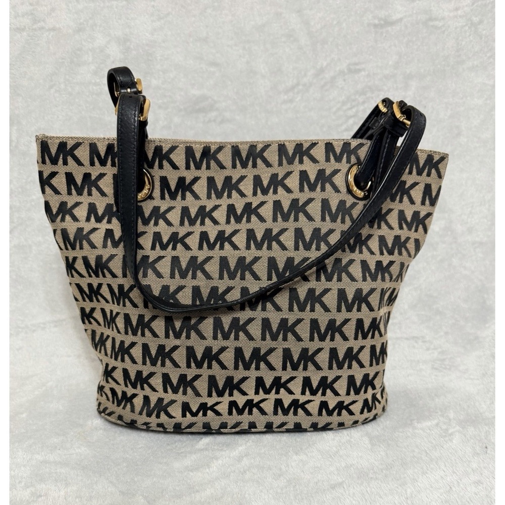 Michael Kors MK Tote Bag Purse Canvas Jacquard Print Logo Messenger Shoulder Bag - Picture 1 of 8